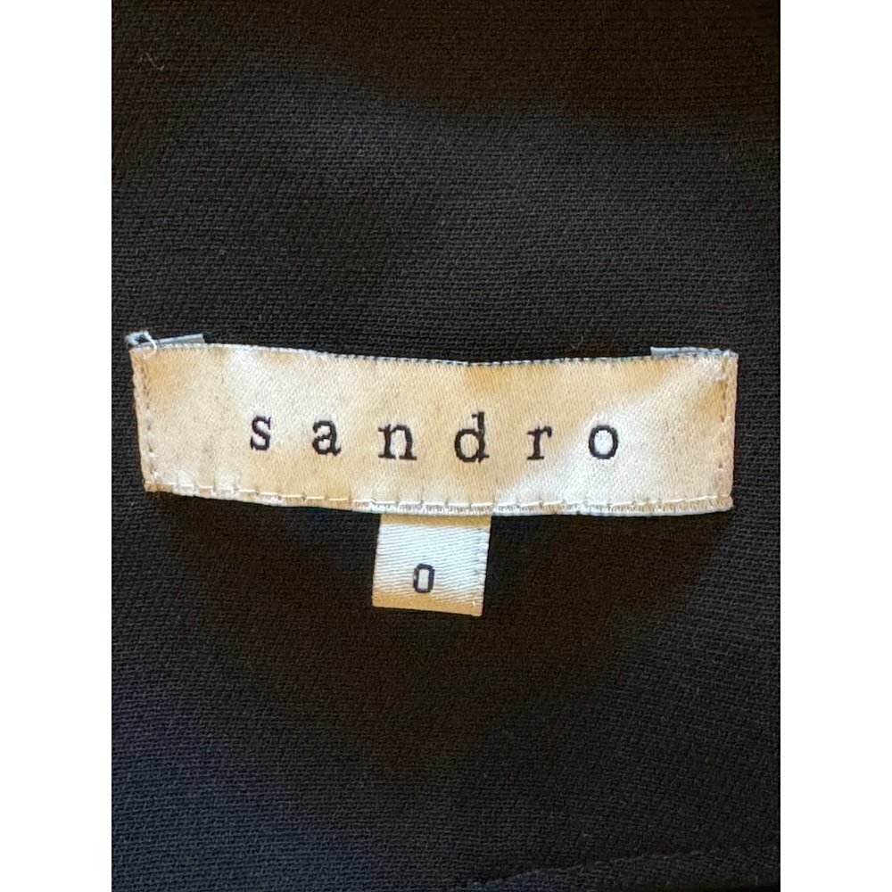 Sandro Black Crew Neck Short Sleeve Lace Trim Exposed Zipper Blouse Size 0‎ - Picture 10 of 12